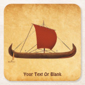 レッドセイルバイキング船II スクエアペーパーコースター (正面)