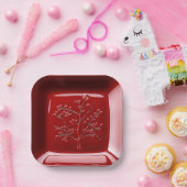 レッドセラミックルックアップルツリー ペーパープレート (パーティー)