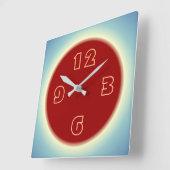 レッドセンター付き大気レモンブルー スクエア壁時計 (傾斜)