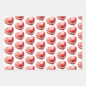 レッドセーターフローラハートマカロン誕生日 ラッピングペーパーシート (正面3)