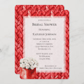 レッドセーターホワイトローズブライダルシャワー 招待状 (正面/裏面)