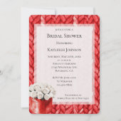 レッドセーターホワイトローズブライダルシャワー 招待状 (正面)