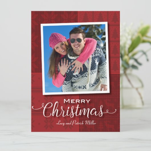 レッドセーターメリークリスマスフォトカード シーズンカード (スタンド正面)