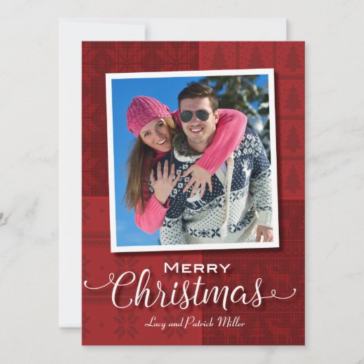 レッドセーターメリークリスマスフォトカード シーズンカード (正面)