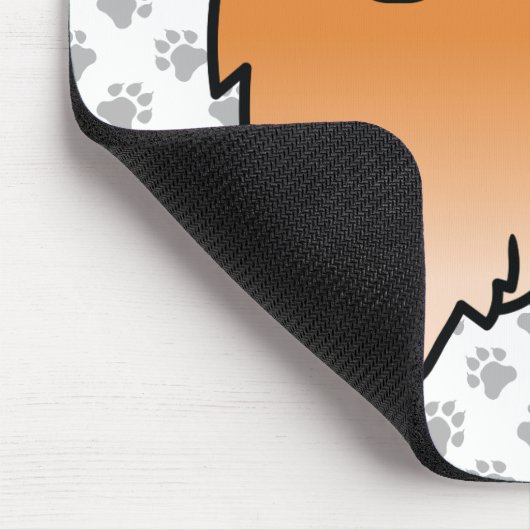 レッドセーブルチベットスパニエル犬かわいい漫画の犬と足 マウスパッド (コーナー)