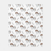 レッドセーブルファレーヌドッグと犬の名前パターン フリースブランケット (正面)