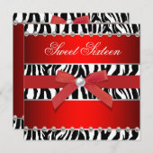 レッドゼブラスウィート16バースデーパーティー 招待状 (正面/裏面)