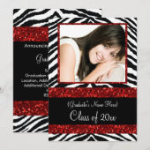 レッドゼブラスパークルガールズ卒業パーティー 招待状 (正面/裏面)