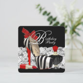 レッドゼブラハイヒールシューズブラックレッドゼブラパーティー 招待状 (スタンド正面)