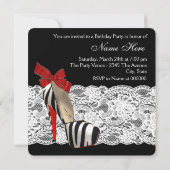 レッドゼブラハイヒールシューズブラックレッドゼブラパーティー 招待状 (裏面)