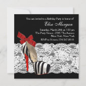 レッドゼブラハイヒールシューズブラックレッドゼブラパーティー 招待状 (裏面)