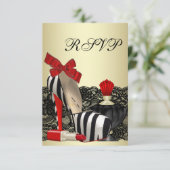 レッドゼブラハイヒールシューズレッドゼブラパーティーRSVP 出欠カード (スタンド正面)