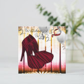 レッドゼブラハイヒールパーティー誕生日 招待状 (スタンド正面)