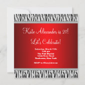 レッドゼブラ女性21st誕生日パーティー 招待状 (裏面)