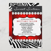 レッドゼブラSweet sixteen誕生会 招待状 (正面/裏面)