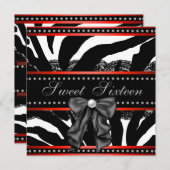 レッドゼブラSweet sixteen誕生会 招待状 (正面/裏面)