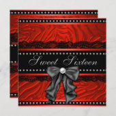 レッドゼブラSweet sixteen誕生会 招待状 (正面/裏面)