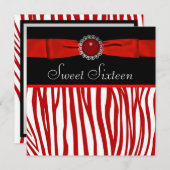 レッドゼブラSweet sixteen誕生会 招待状 (正面/裏面)