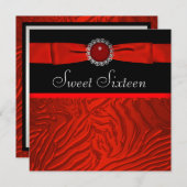 レッドゼブラSweet sixteen誕生会 招待状 (正面/裏面)