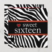 レッドゼブラSweet sixteen誕生会 招待状 (正面/裏面)