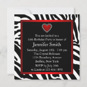 レッドゼブラSweet sixteen誕生会 招待状 (裏面)