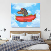 レッドソーセージ飛行機の可愛いダシュント キャンバスプリント (インサイチュ (寝室))