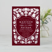 レッドソードシールド中世モノグラム結婚ズ 箔招待状 (立ち正面)