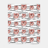 レッドタイガーウォーターカラーブラックストライプ〔占星術の〕十二宮図動物 フリースブランケット (正面)