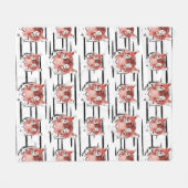 レッドタイガーウォーターカラーブラックストライプ〔占星術の〕十二宮図動物 フリースブランケット (正面(横))