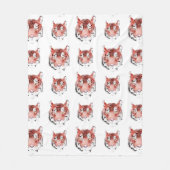 レッドタイガーウォーター色〔占星術の〕十二宮図動物 フリースブランケット (正面)