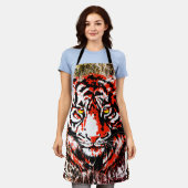 レッドタイガーエプロン – レッドタイガーヘッドスケッチ エプロン (着用した状態)