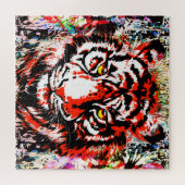 レッドタイガーヘッド – タイガーポートレートジグソーパズル ジグソーパズル (横)