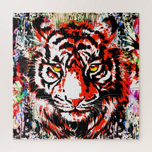 レッドタイガーヘッド – タイガーポートレートジグソーパズル ジグソーパズル (縦)