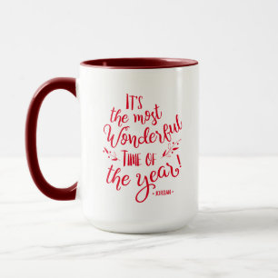 レッドタイポグラフィで最も素晴らしいタイムクリスマス マグカップ