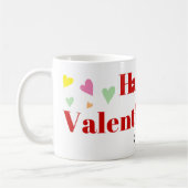 レッドタイポグラフィハッピーヴァレンティーンズデイハート コーヒーマグカップ (左)