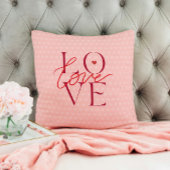 レッドタイポグラフィバレンタインデラブピンクハート クッション