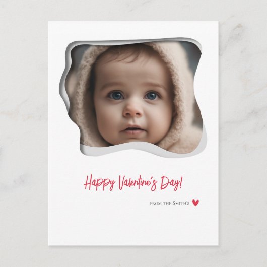 レッドタイポグラフィバレンタインデー写真 シーズンポストカード (正面)