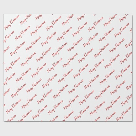 レッドタイポグラフィパターンメリークリスマス ラッピングペーパー (フラット)