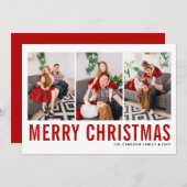 レッドタイポグラフィフォトコラージメリークリスマス シーズンカード (正面/裏面)