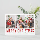 レッドタイポグラフィフォトコラージメリークリスマス シーズンカード (スタンド正面)