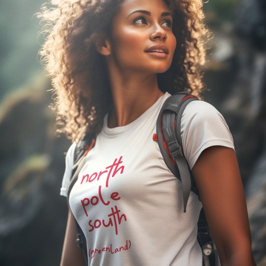 レッドタイポグラフィフォントグリーンランドノースポールサウス Tシャツ