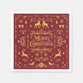 レッドタイポグラフィメリークリスマスホリデー スタンダードカクテルナプキン (正面)