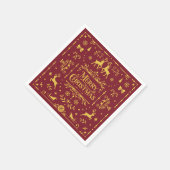 レッドタイポグラフィメリークリスマスホリデー スタンダードカクテルナプキン (角)