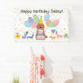 レッドタキシードコッカプー/キャバプーの犬の誕生日パーティー 横断幕 (インサイチュ)