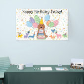 レッドタキシードコッカプー/キャバプーの犬の誕生日パーティー 横断幕 (トレードショー)