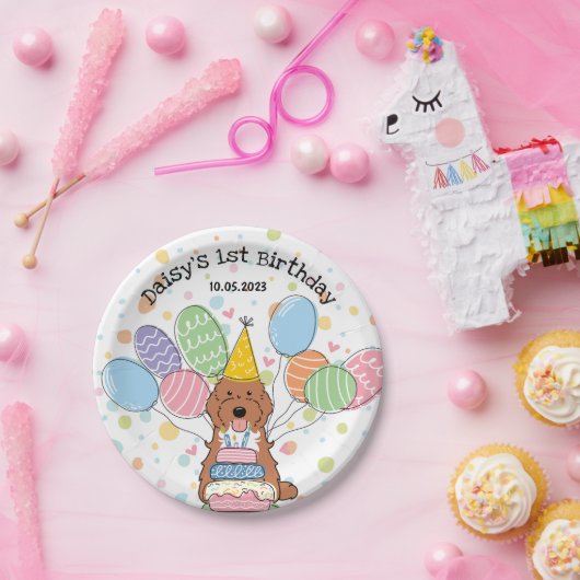 レッドタキシードコックパプオカバポウドッグ誕生日 ペーパープレート (パーティー)