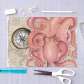 レッドタコクラーケンヴィンテージマップコンパス航海の 薄葉紙 (クラフト)