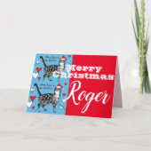 レッドタビーキャットメリークリスマスマンズの名刺 カード (正面)