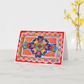 レッドタラ絵画ベラのメキシコ挨拶 カード (黄色い花)