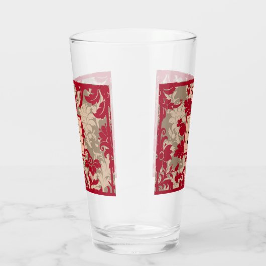 レッドタンかわいらしダマスクカントリーファームハウス タンブラーグラス
